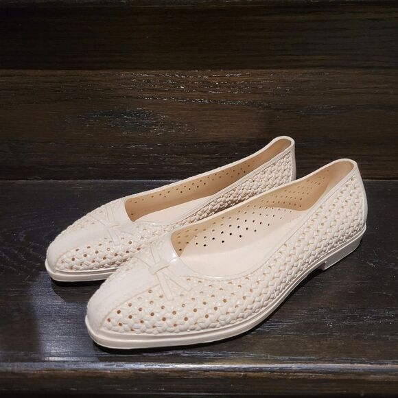 Vintage Y2K White Ribbon Pattern Shoes Size:5 US - Picture 1 of 6